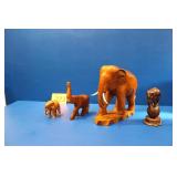 Hand Carved Wood Elephant Figurines