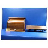 Vintage Roll Top Oak Storage / Ornate Wall Shelf