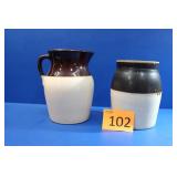 Two Toned Glazed Pitcher & Pot