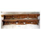 Two Wood Heart Wall Shelf Hangers