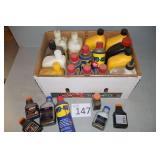 Box of Oil, WD40, Gear Lube, 2 Cycle Oil