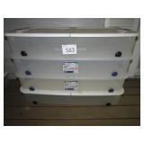 Four Sterilite Rolling Storage Containers