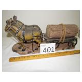 Pack of Mules Pulling a Log Figurine