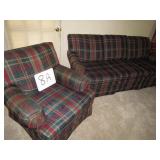Plaid Couch and Matching Chair