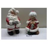 Vintage Ceramic Hand Painted Santa & Mrs. Clause