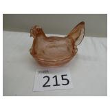 Hen on a Nest Pink Depression Glass
