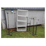 Plastic Shelf and Two Clothes Racks
