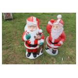 Two Santa Blow Molds Light Up