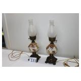Pair of Electrified Parlor Lamps