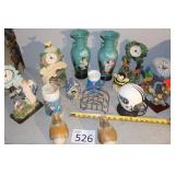 Clocks, Vases, Titan Helmet Display, Chicken Decor