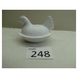 White Milk Glass Hen on Nest