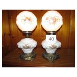 Pair of Rose Hurricane Lamps
