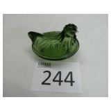 Vintage Mini Hen on Nest Olive Green Candy Dish