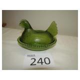 Vintage Indiana Glass Olive Green Candy Dish