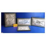 Vintage Set of Japanese Landscape Prints