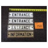 Four Vintage Metal Door Signs