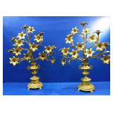 French Style Gilt Metal Five Light Candelabrum Set