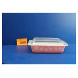 Vintage Pink Daisy Pyrex Covered Dish