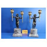 Althorp Bronze & Marble Cherub Candelabras