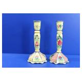 HB Henriot Quimper Breton Candlestick Pair