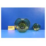 Anchor Hocking Green Chip & Dip Glass Bowls