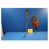 Vintage Fireplace Bellow / Leather Whip
