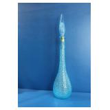 Vintage Empoli Italian MCM Blue Hobnail Decanter