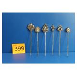 French Brochette Silver Plate Skewers with Finials