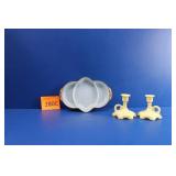 Fire King Azarite Delphite Dish / Custard Candle