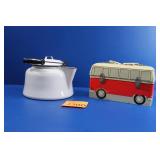 Enamelware Teapot / Vintage VW Lunch Box