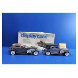 Two Vintage Metal Model Cars with NIB Display Case
