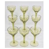 Vintage Green Champagne Coupes / Wine Glasses