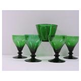 Vintage Forest Green Glass Bar Set