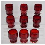 9 Royal Ruby Glass Georgian Tumblers 4'