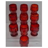10 Royal Ruby Glass Georgian Tumblers 4'