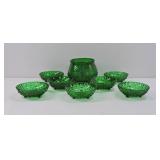7 Vtg Pearl & Oyster Footed Berry Bowls & Vase