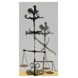Metal Rooster Weathervane Balance Scale Sculpture