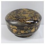 Antique Large Japanese Lacquer Lidded Bowl 9'