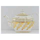Antique White & Gold Gilt Porcelain Teapot