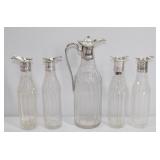 Antique Sterling Silver & Cut Glass Cruet Set