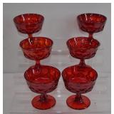 6 Royal Ruby Georgian Stemmed Glasses