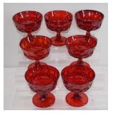 6 Royal Ruby Georgian Stemmed Glasses