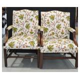 Pair of Vintage Crewel Upholstered Armchairs