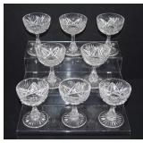 Set of 9 Cut Crystal Champagne Coupes
