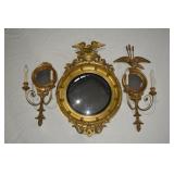 Federal Convex Mirror w/ Eagle Crest + Sconces