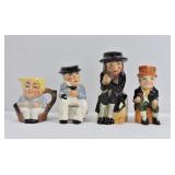 4 Vintage Artone England Character Toby Jugs
