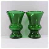 Vintage Large Forest Green Glass Vases 10'h