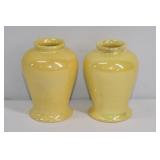 2 Moorcroft Pottery Yellow Glaze Vases 4.25'