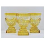 3 Bohemian Amber Cut Crystal Cordials