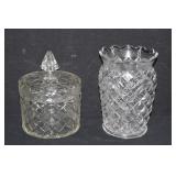 Vintage Cut Glass Vanity Jar & Vase Set